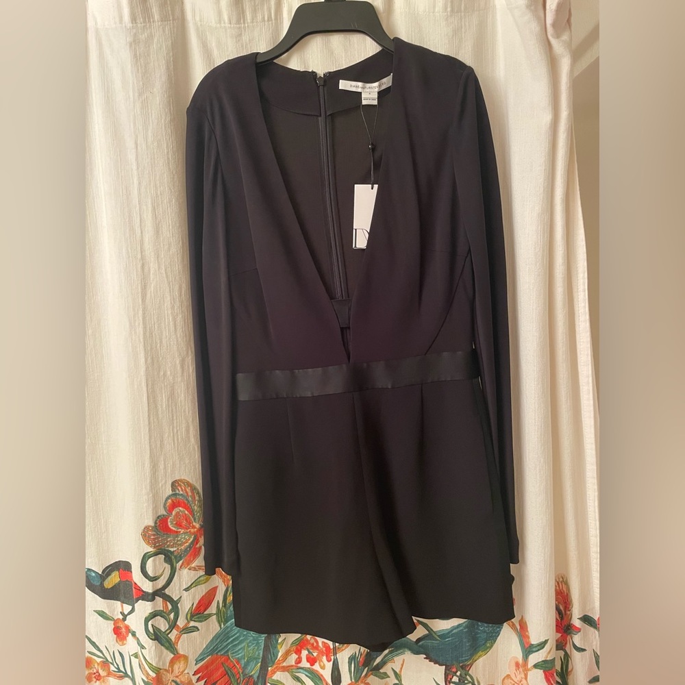 DVF Black Long-sleeve Romper Sz 4